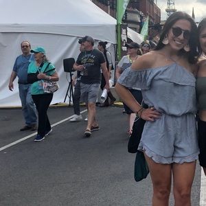 Baby blue ruffle romper